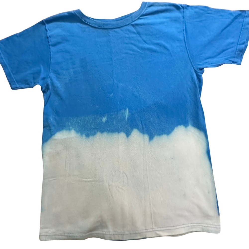 Handcrafted Tie Dye Oversized Short Sleeves TShirt Blue White Kids Unisex XLarge